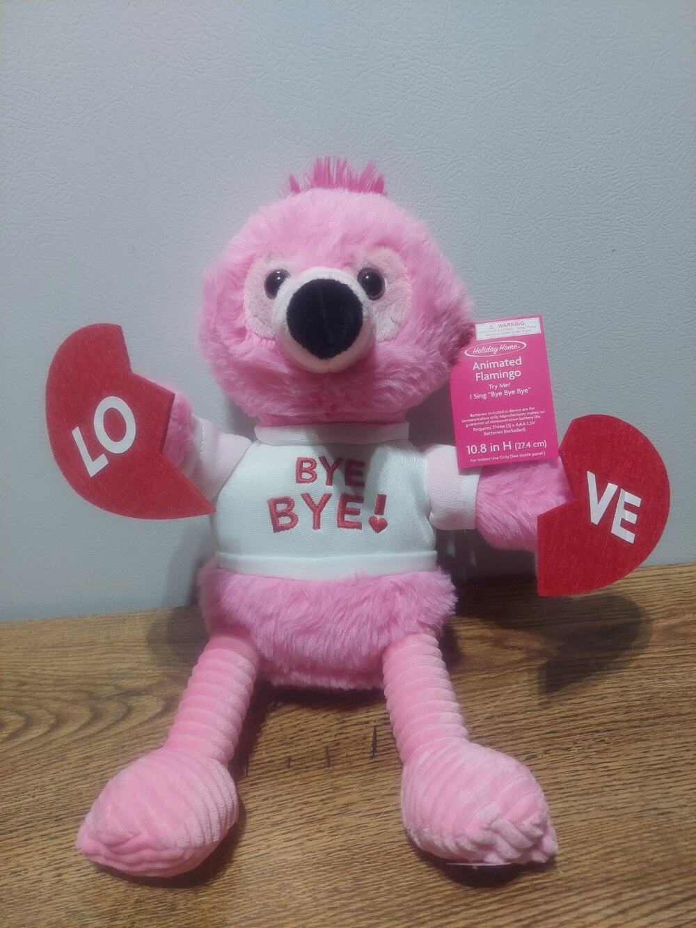 Holiday Home Animated Pink Flamingo w/Broken Heart Dance To Bye Bye NSYNC Song